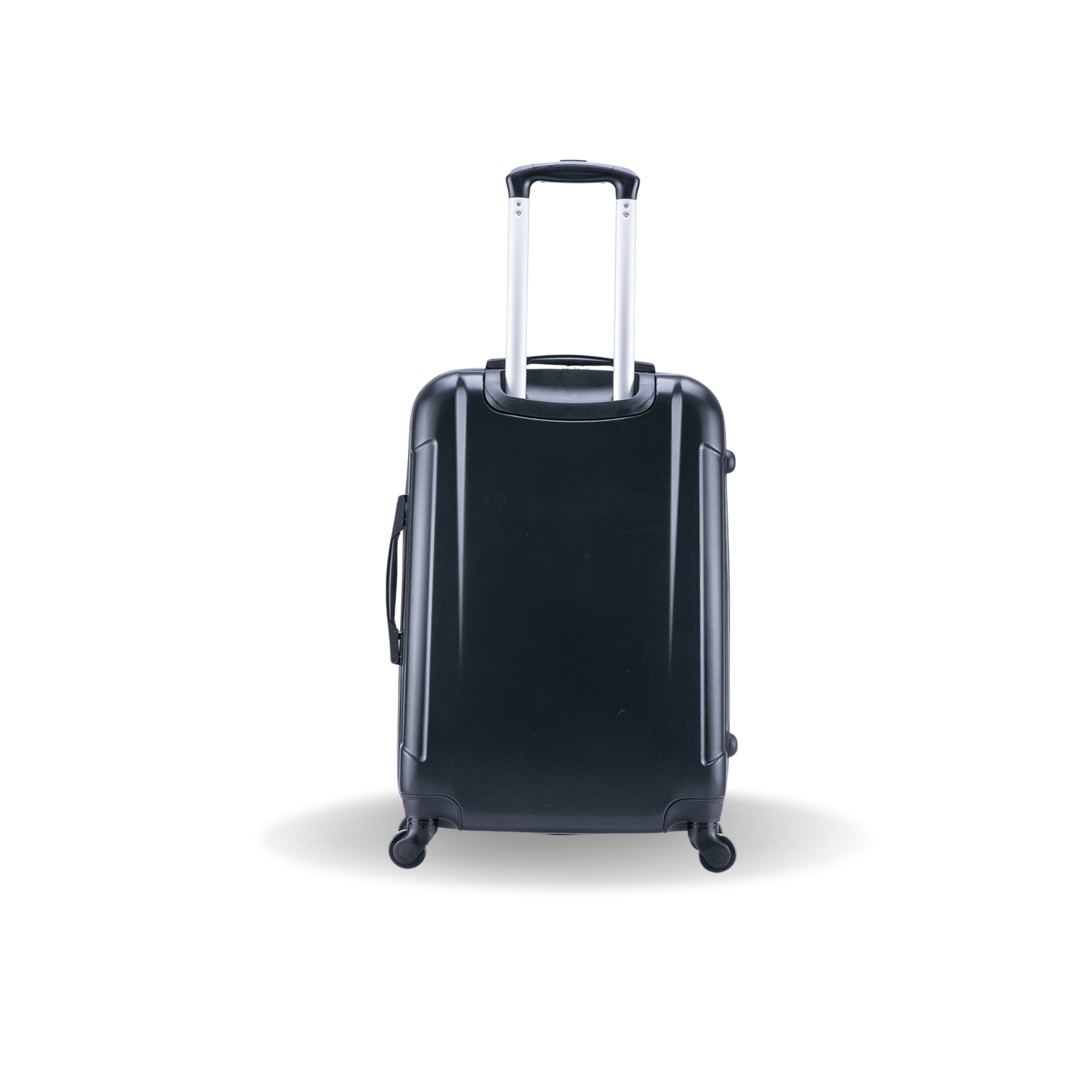 Black suitcase with a handle on a white background