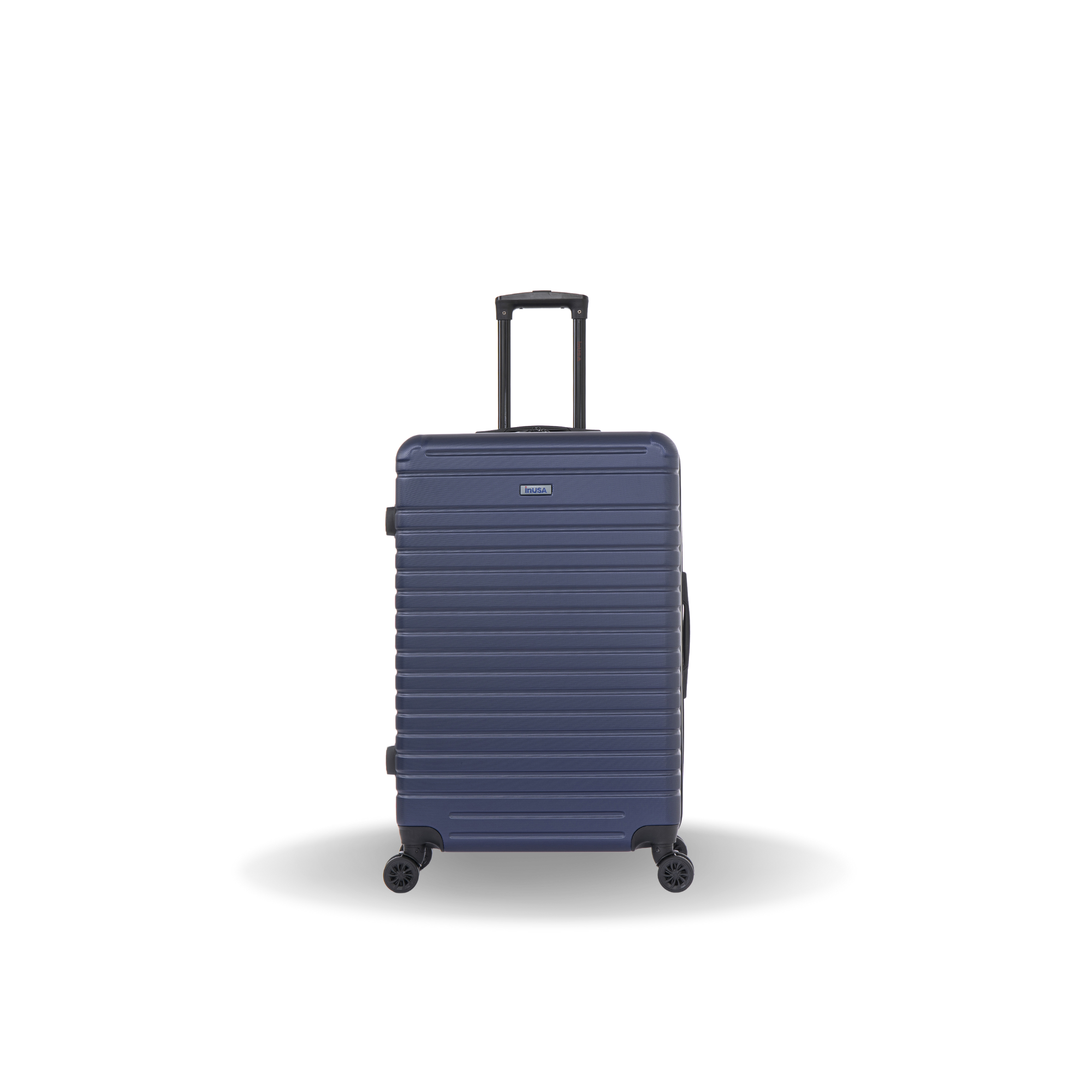 Blue suitcase on a white background