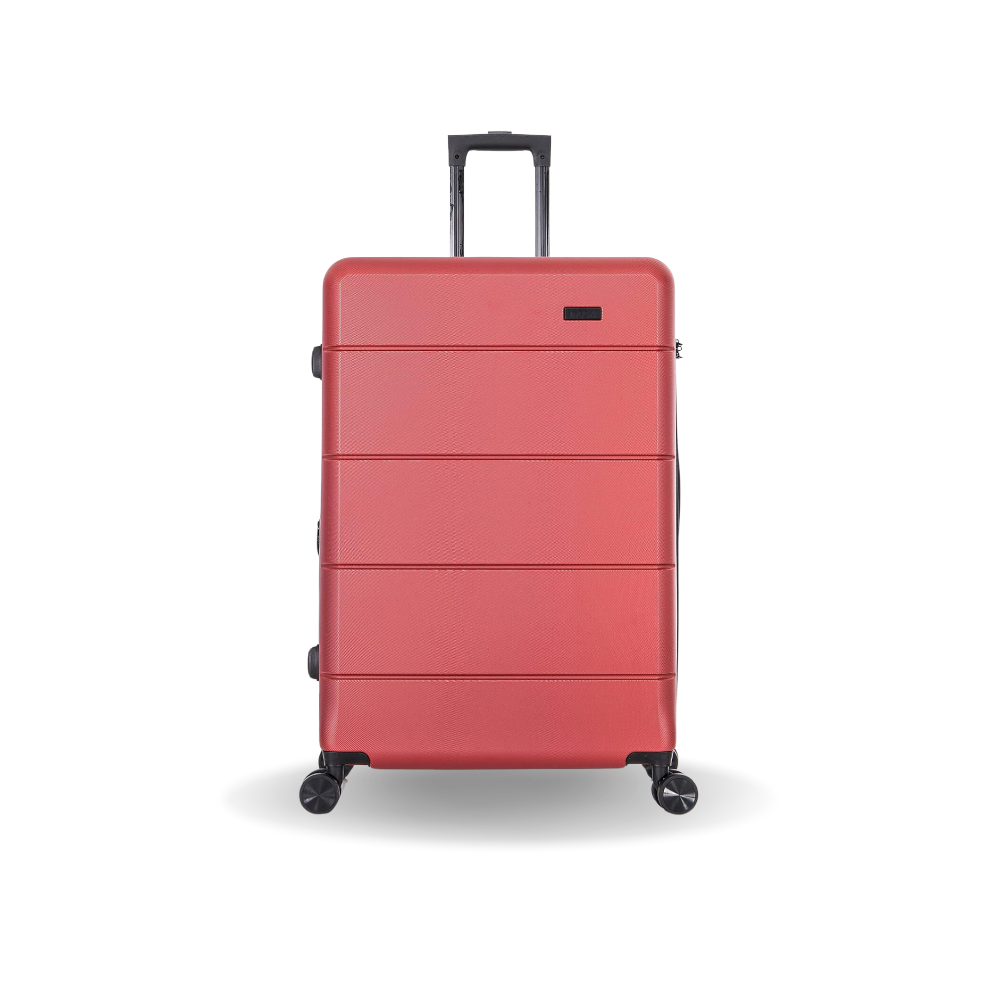 Red suitcase with a gradient effect on a white background