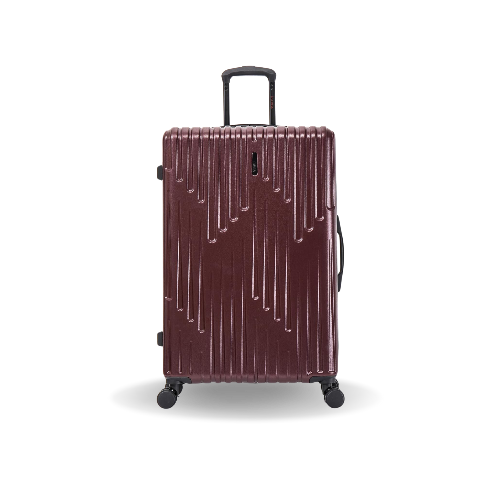 Brown suitcase with a textured surface on a white background