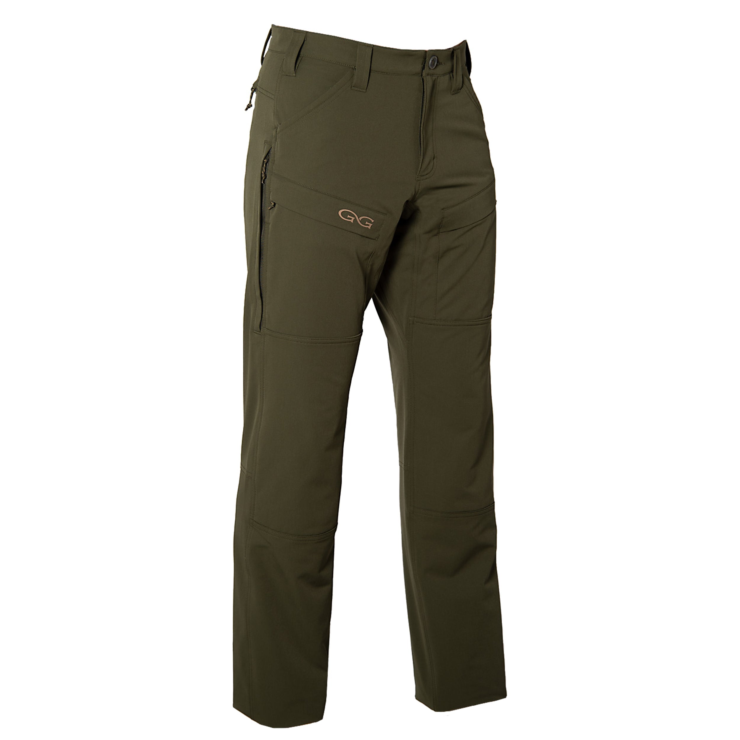 Green tactical pants with a brand logo on a white background