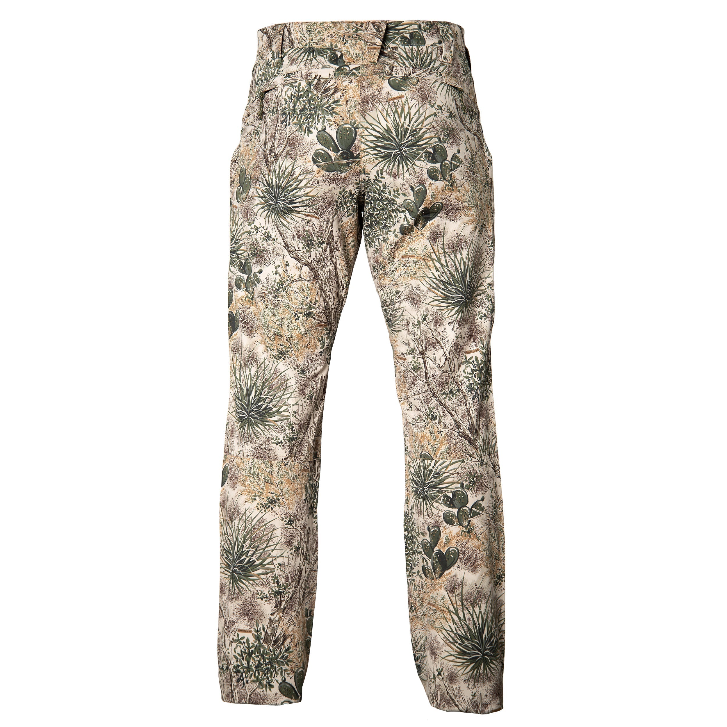 Camouflage pants with plant pattern on a white background