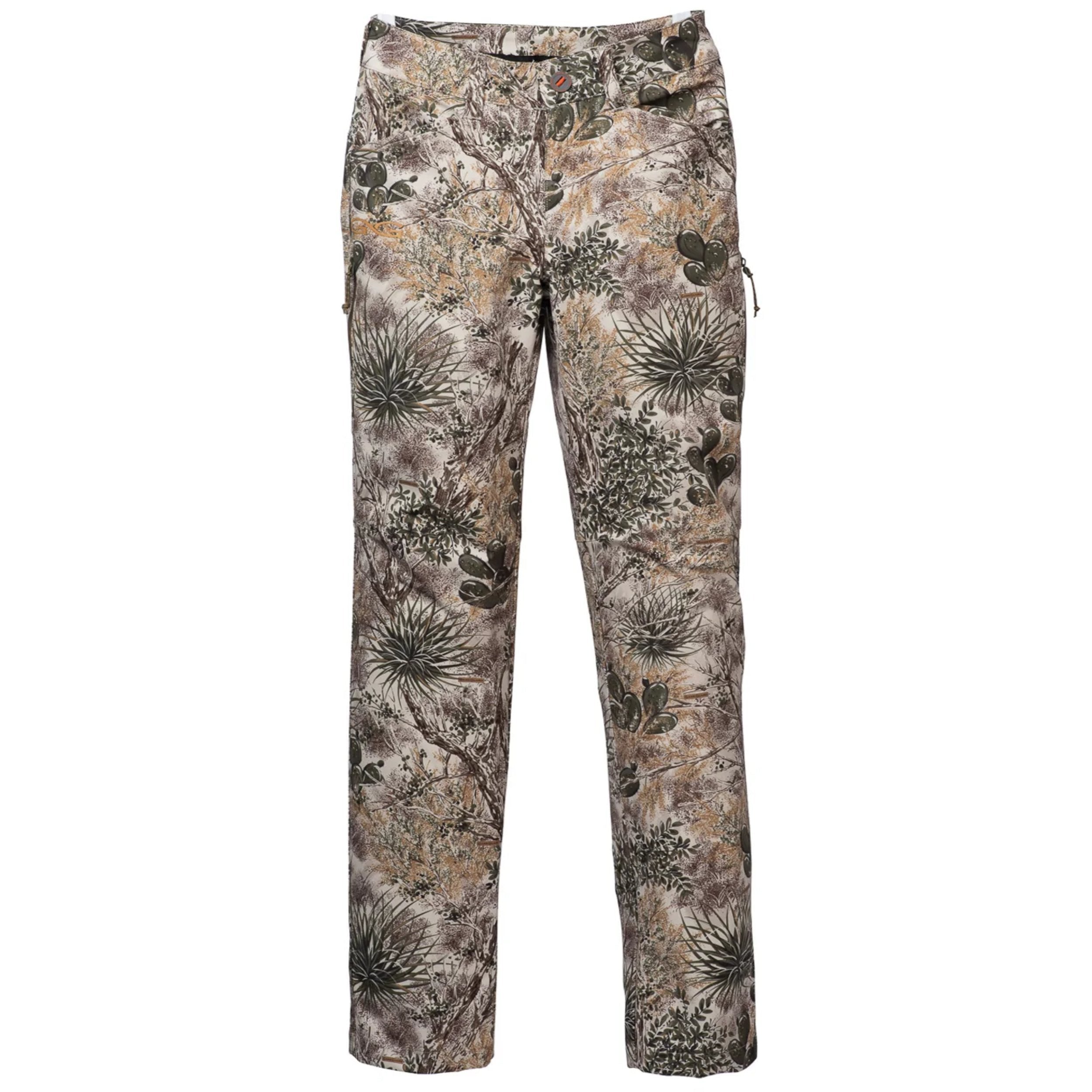 Camouflage-patterned pants on a white background