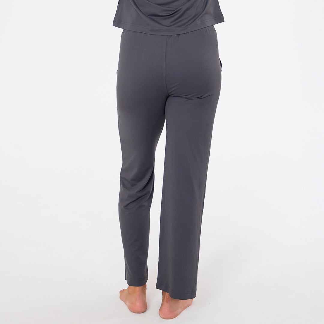 Dark gray pants on a white background
