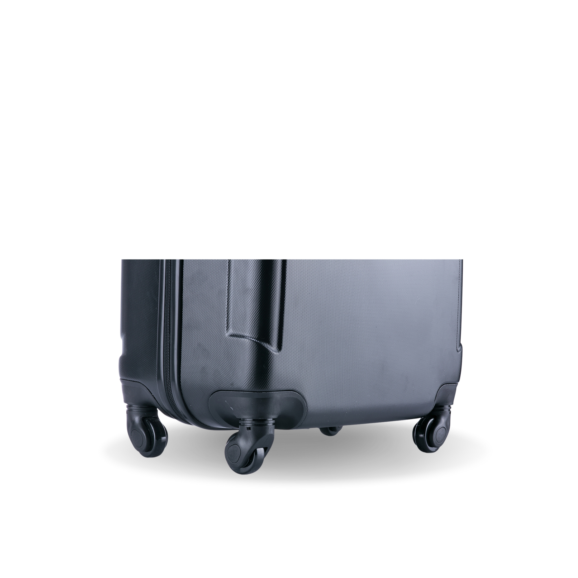Black suitcase with wheels on a white background