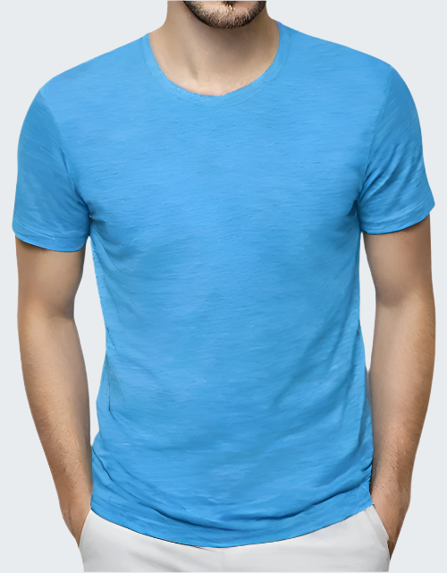 Solid Blue Slub Pima Tee