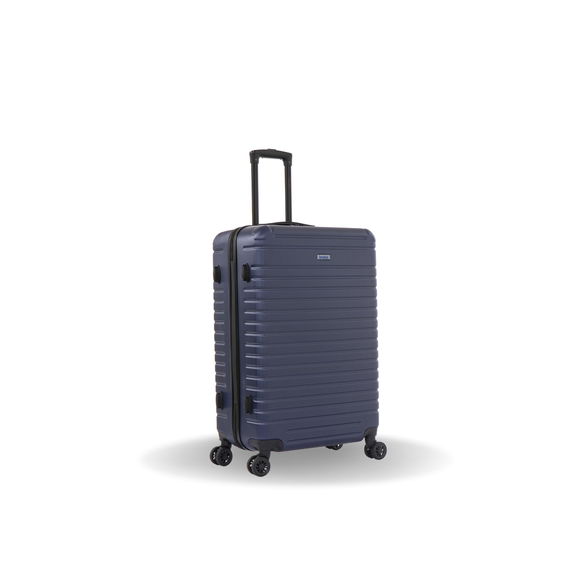 Blue suitcase on a white background