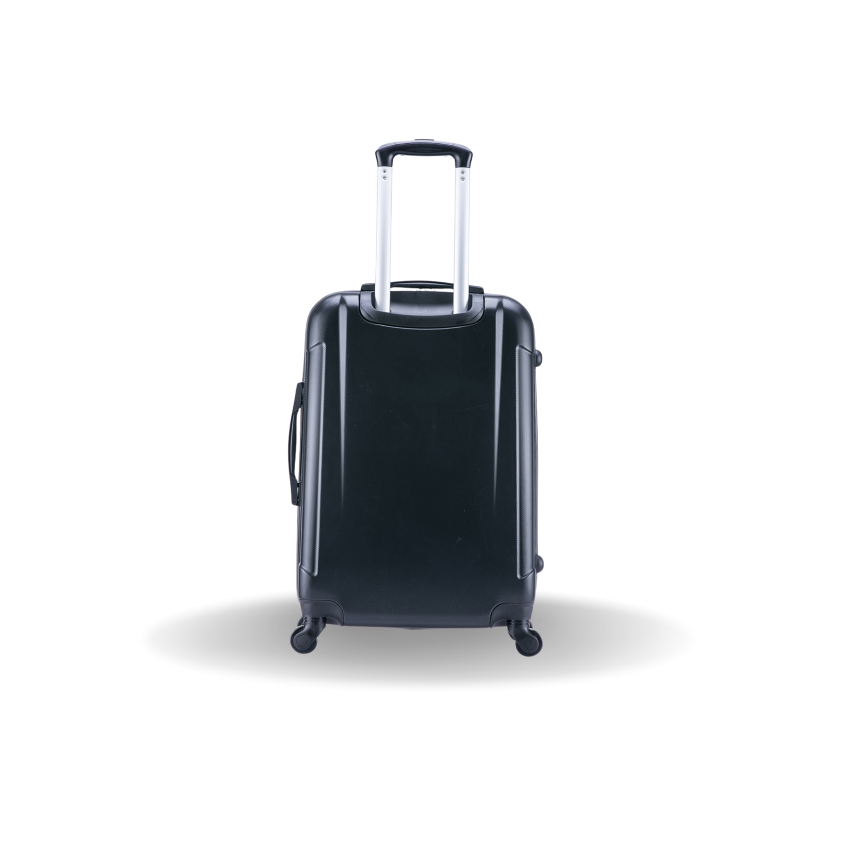 Black suitcase with a handle on a white background
