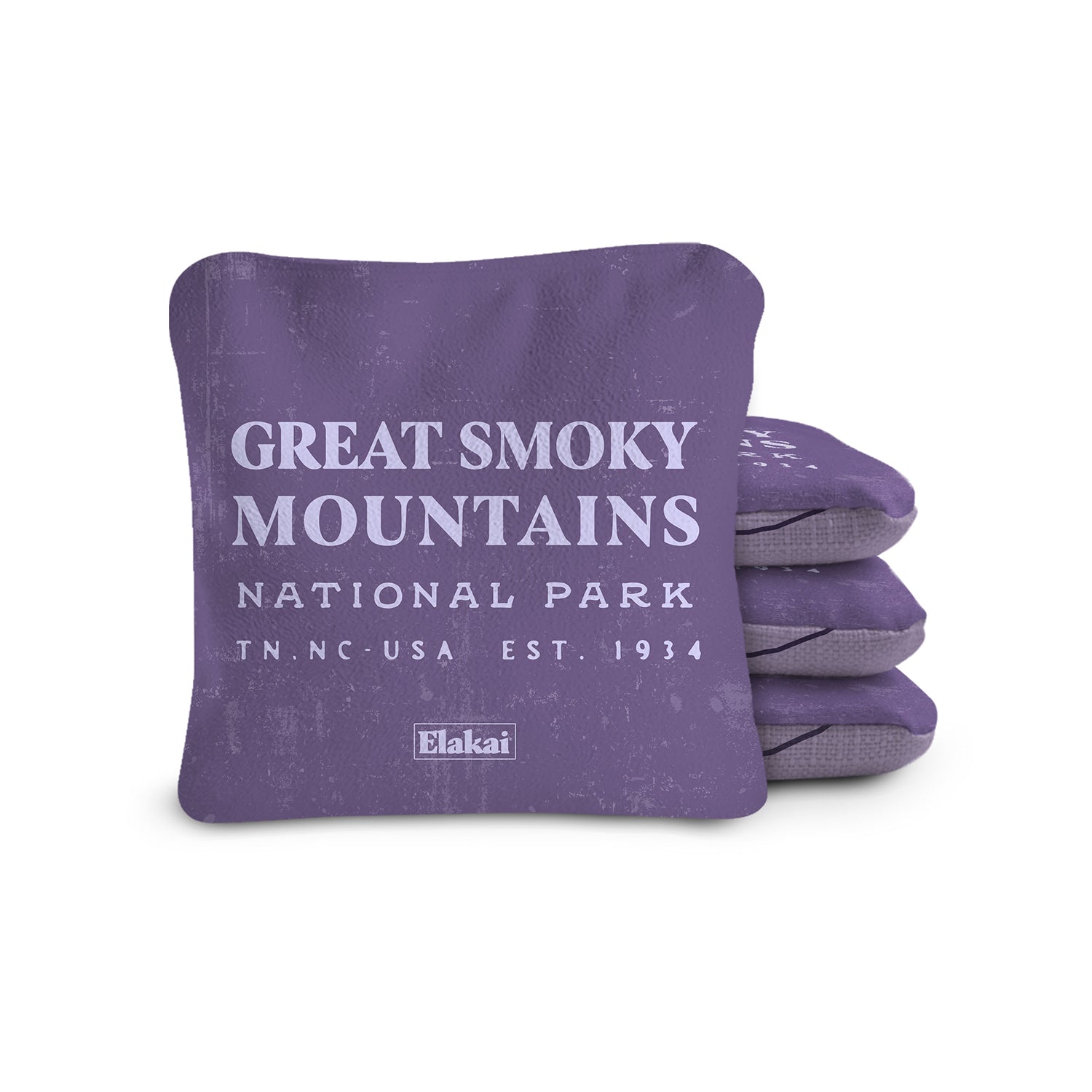 Purple pillow with 'Great Smoky Mountains National Park' text on a white background