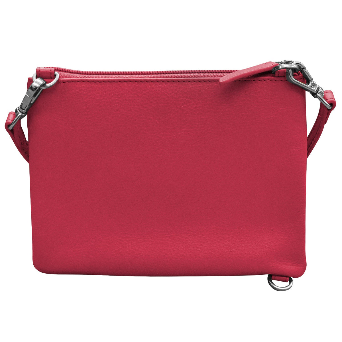 Red handbag with a strap on a white background
