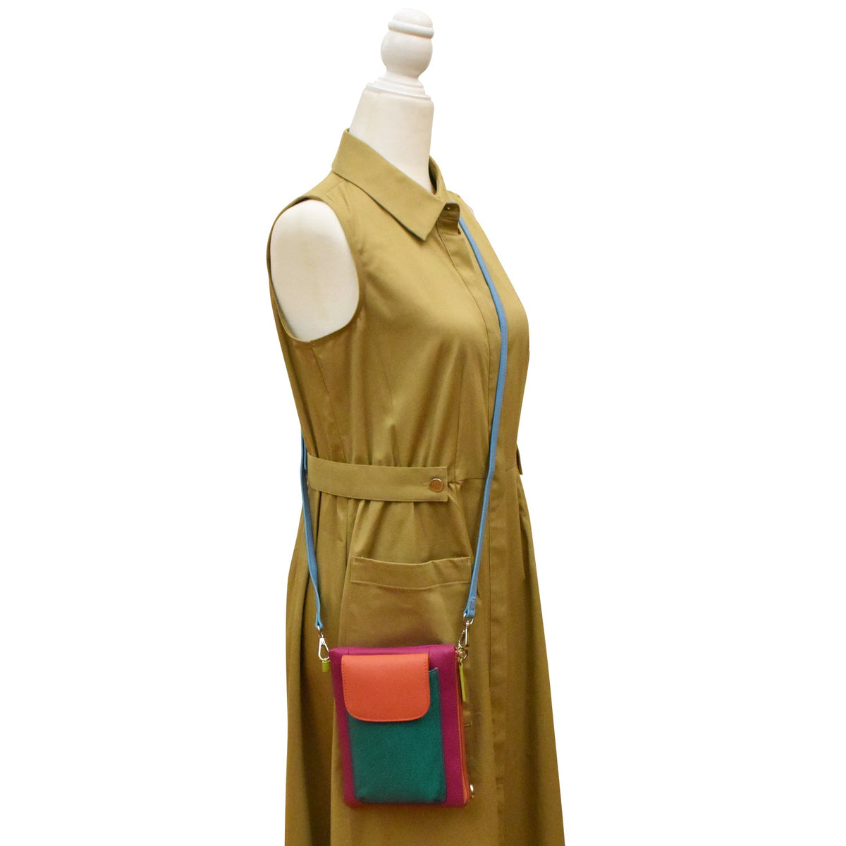 crossbody bag with a phone pocket on a white background