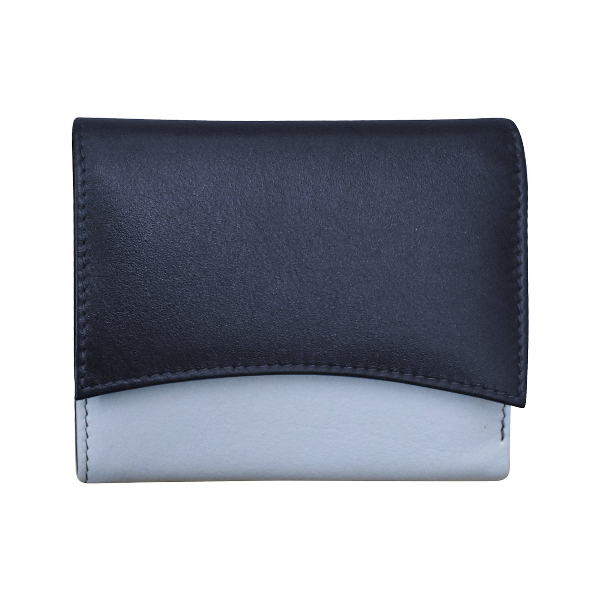 Two-tone black and gray wallet on a white background