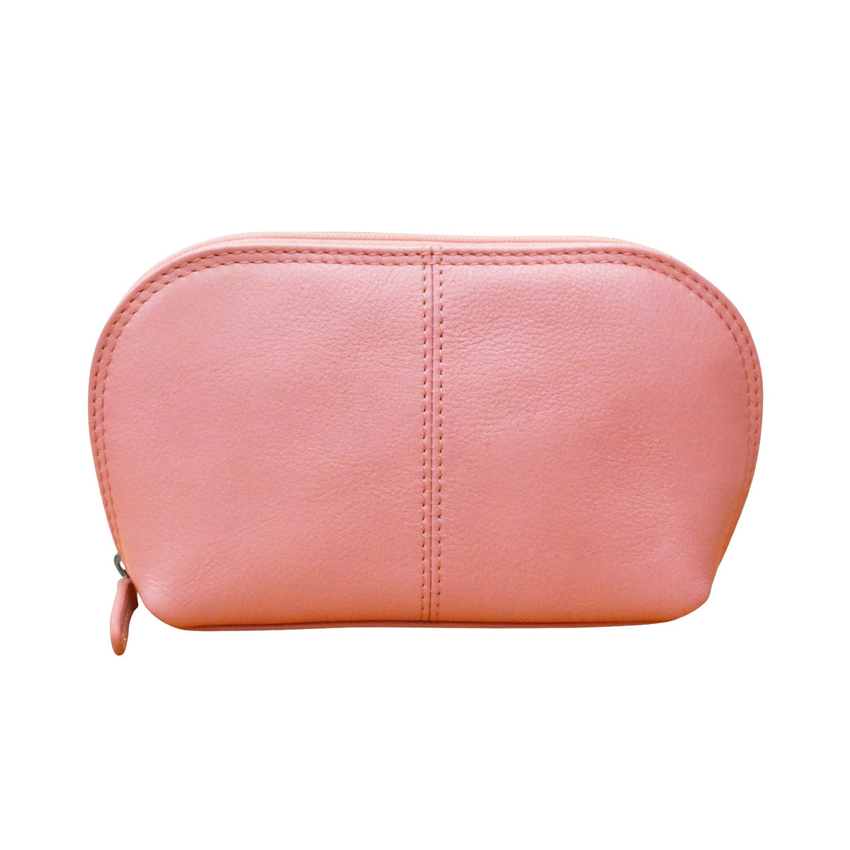Pink leather pouch on a white background