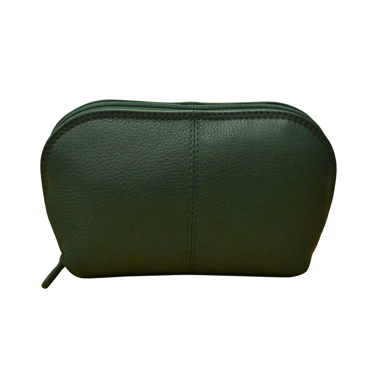 Green leather pouch on a white background