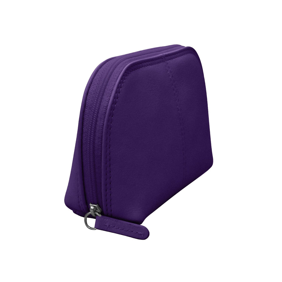 Purple zippered pouch on a white background