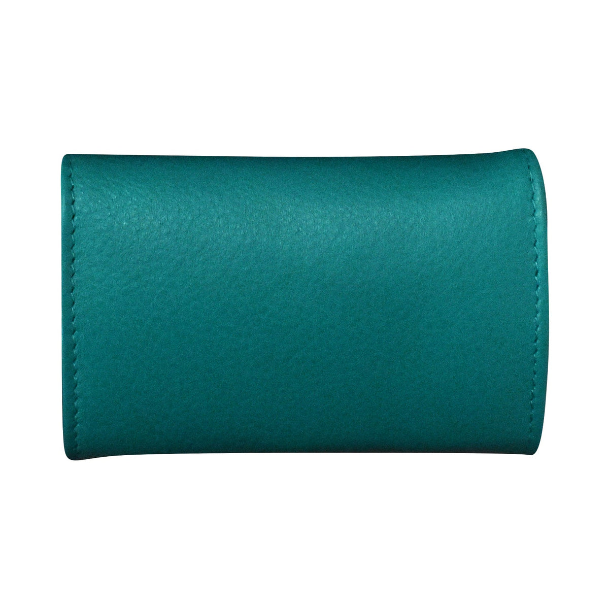 Teal leather wallet on a white background