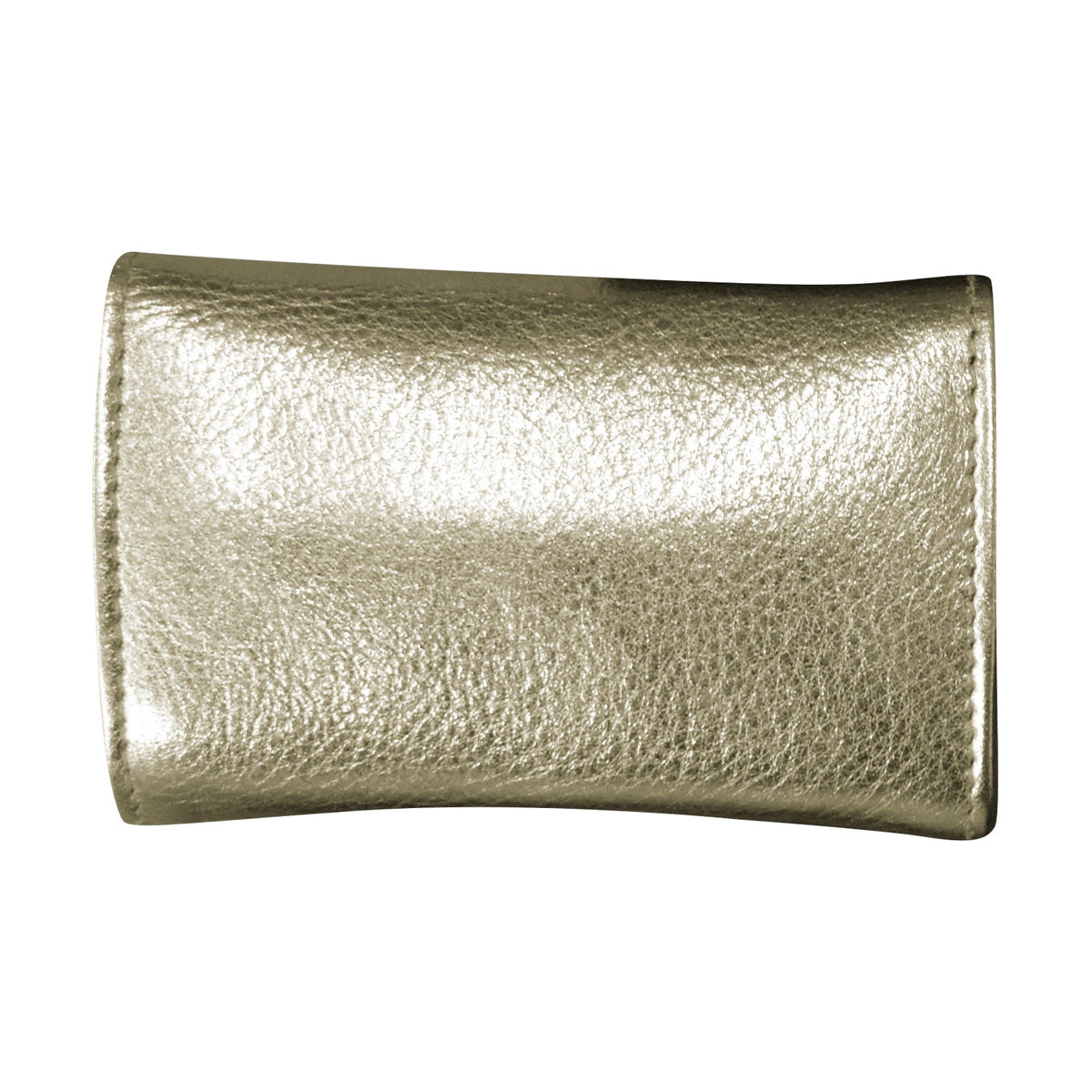 Gold metallic clutch on a white background