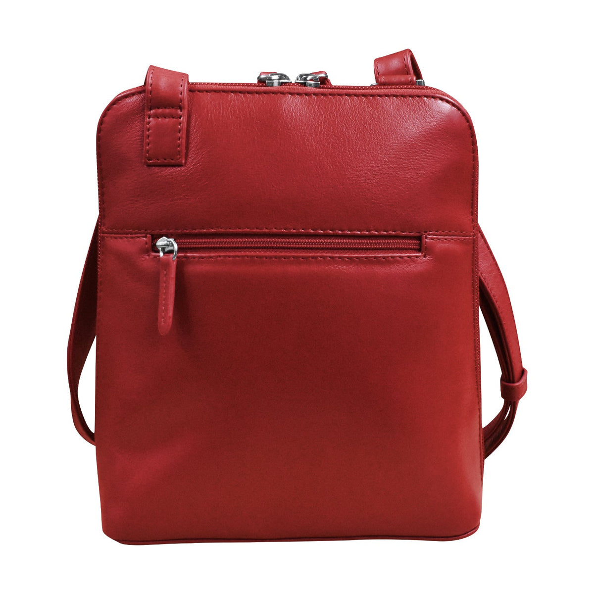 Red leather backpack on a white background