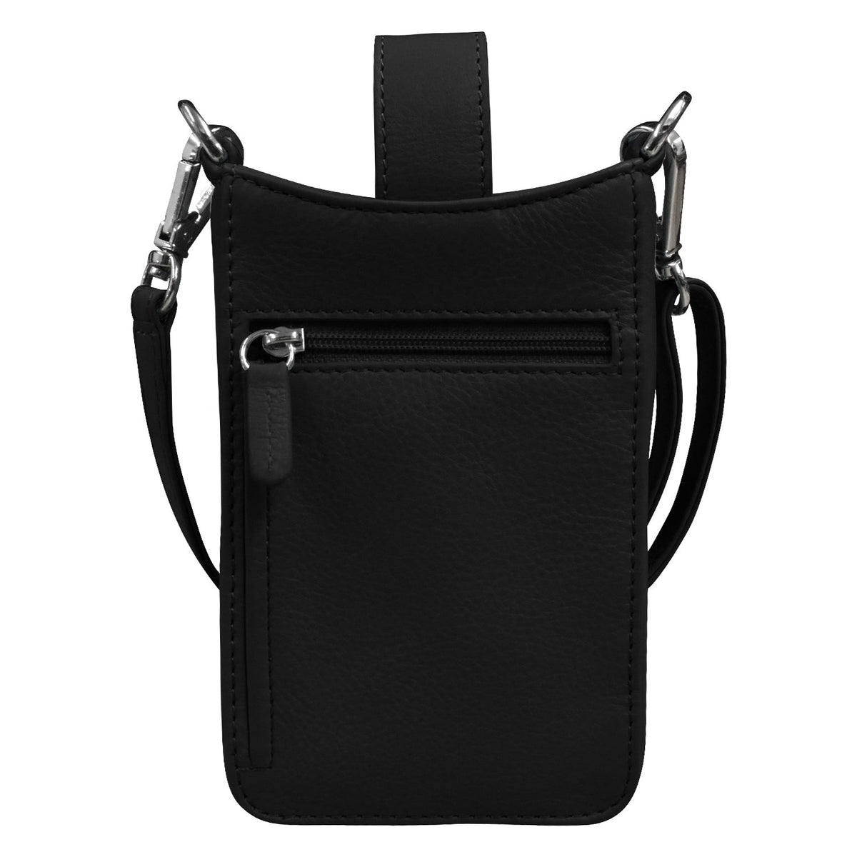 Green crossbody bag with a strap on a white background