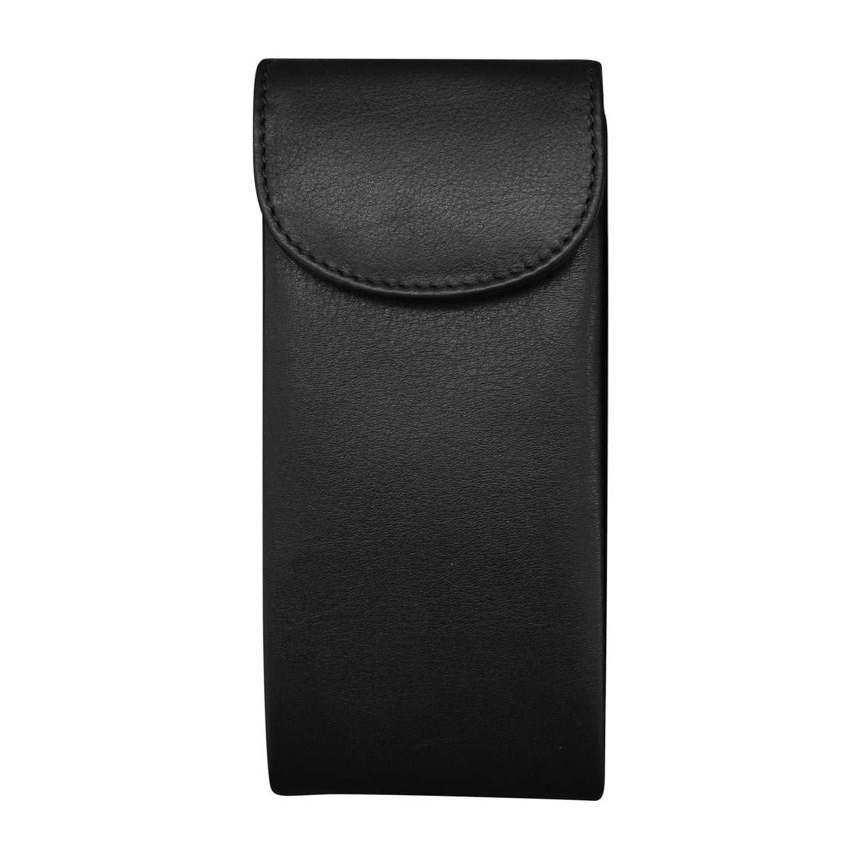 Black leather pouch on a white background