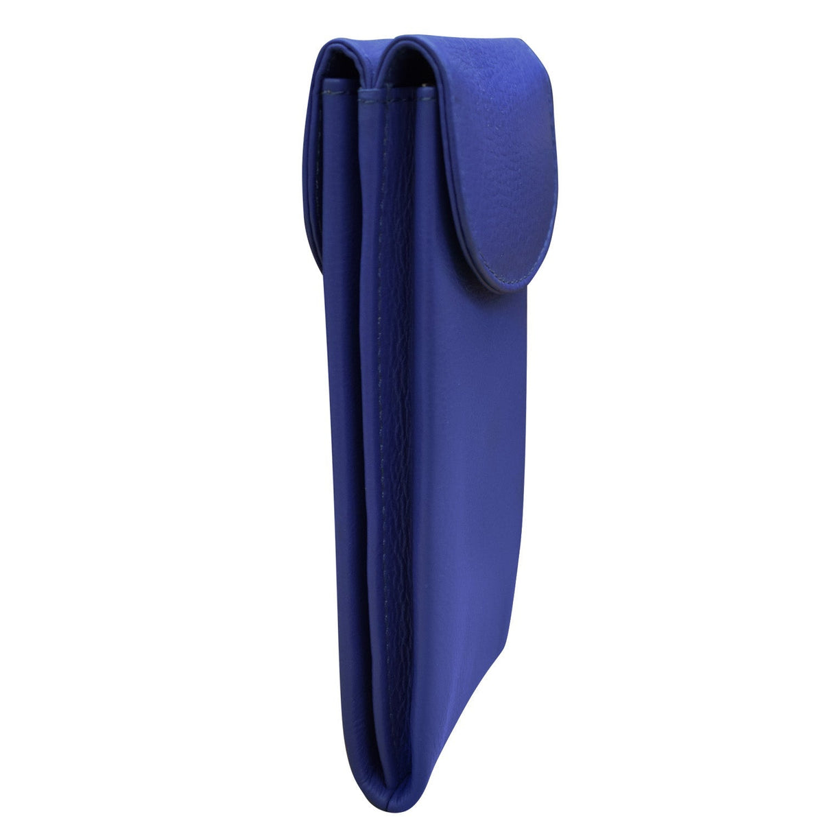 Blue leather pouch on a white background