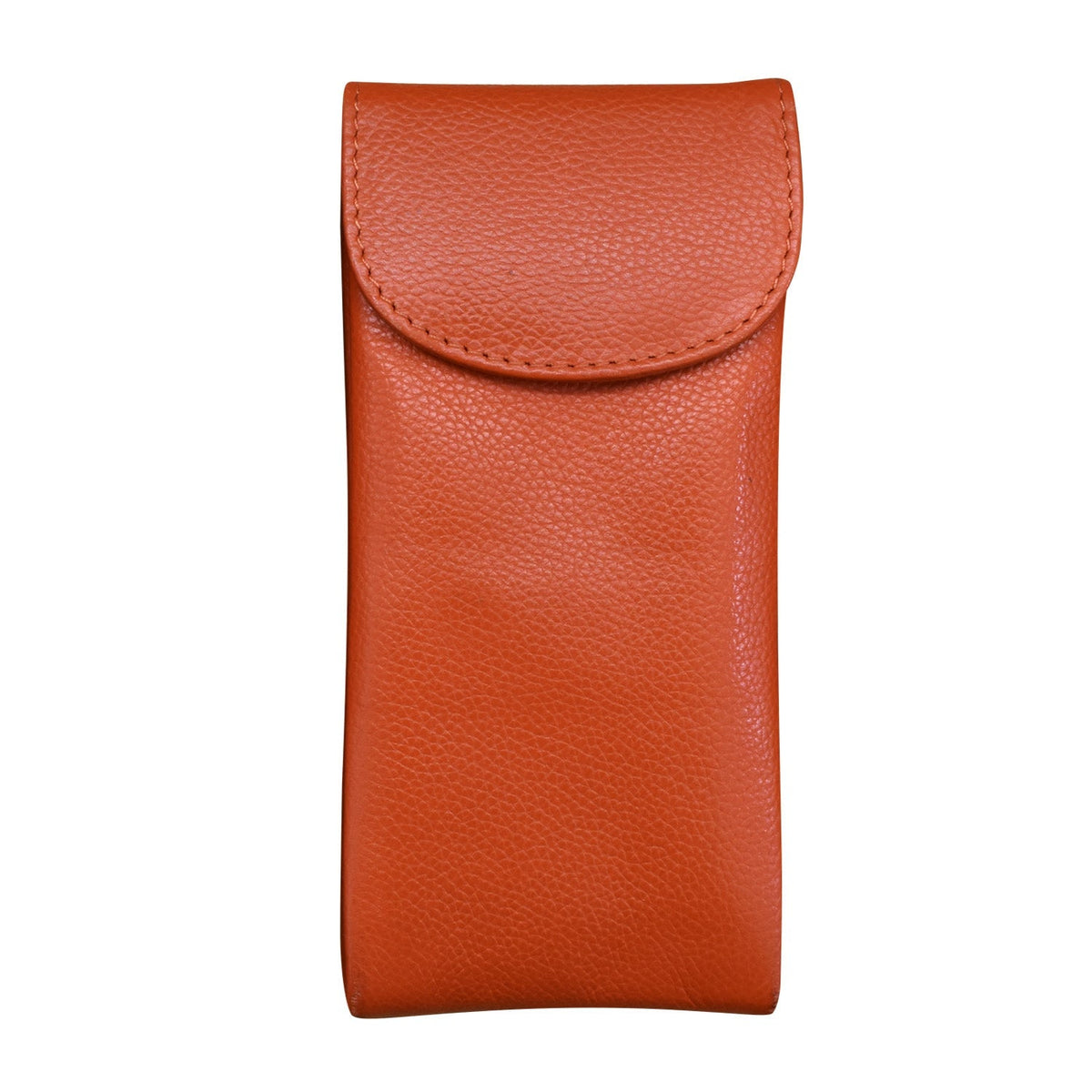 Orange leather pouch on a white background