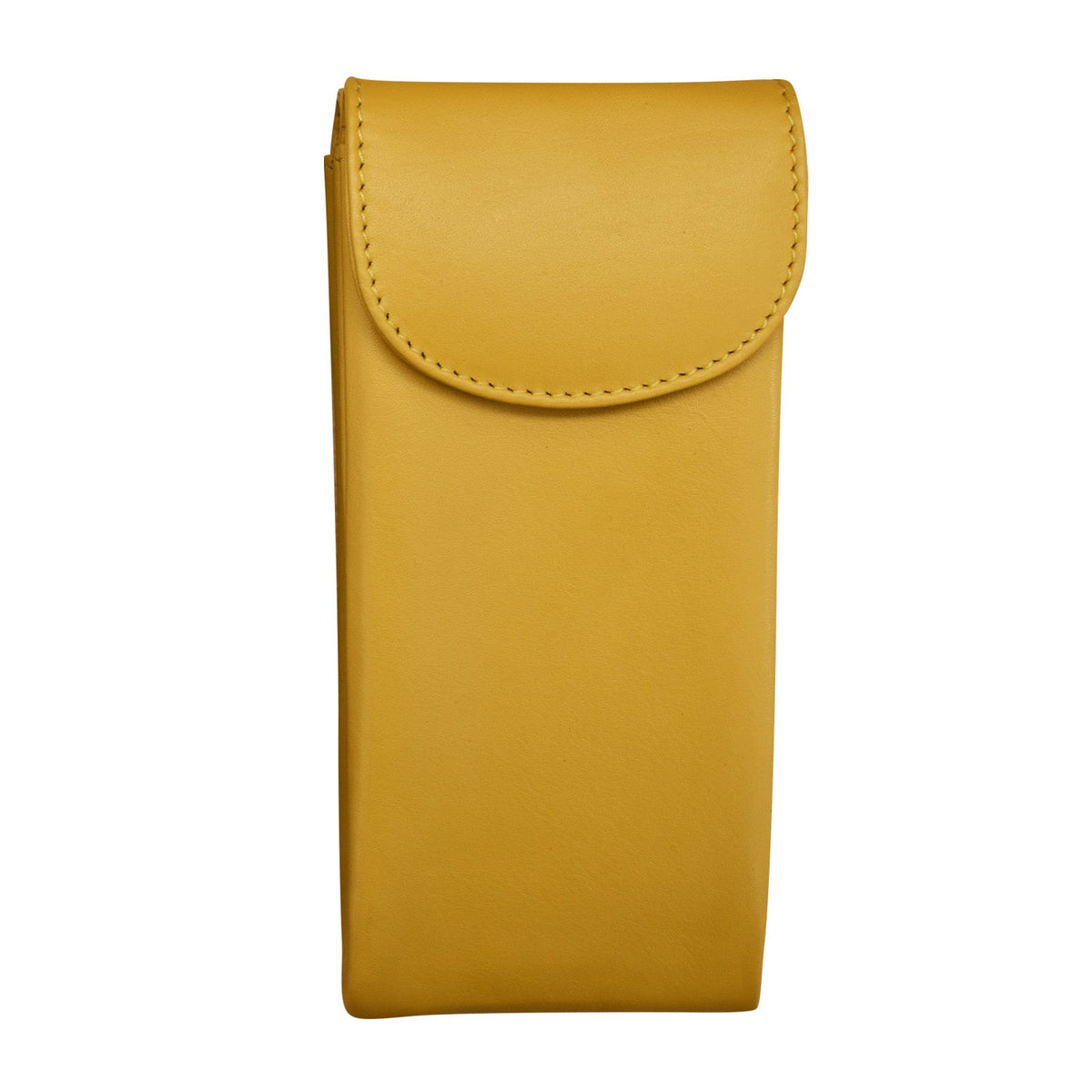 Yellow leather pouch on a white background