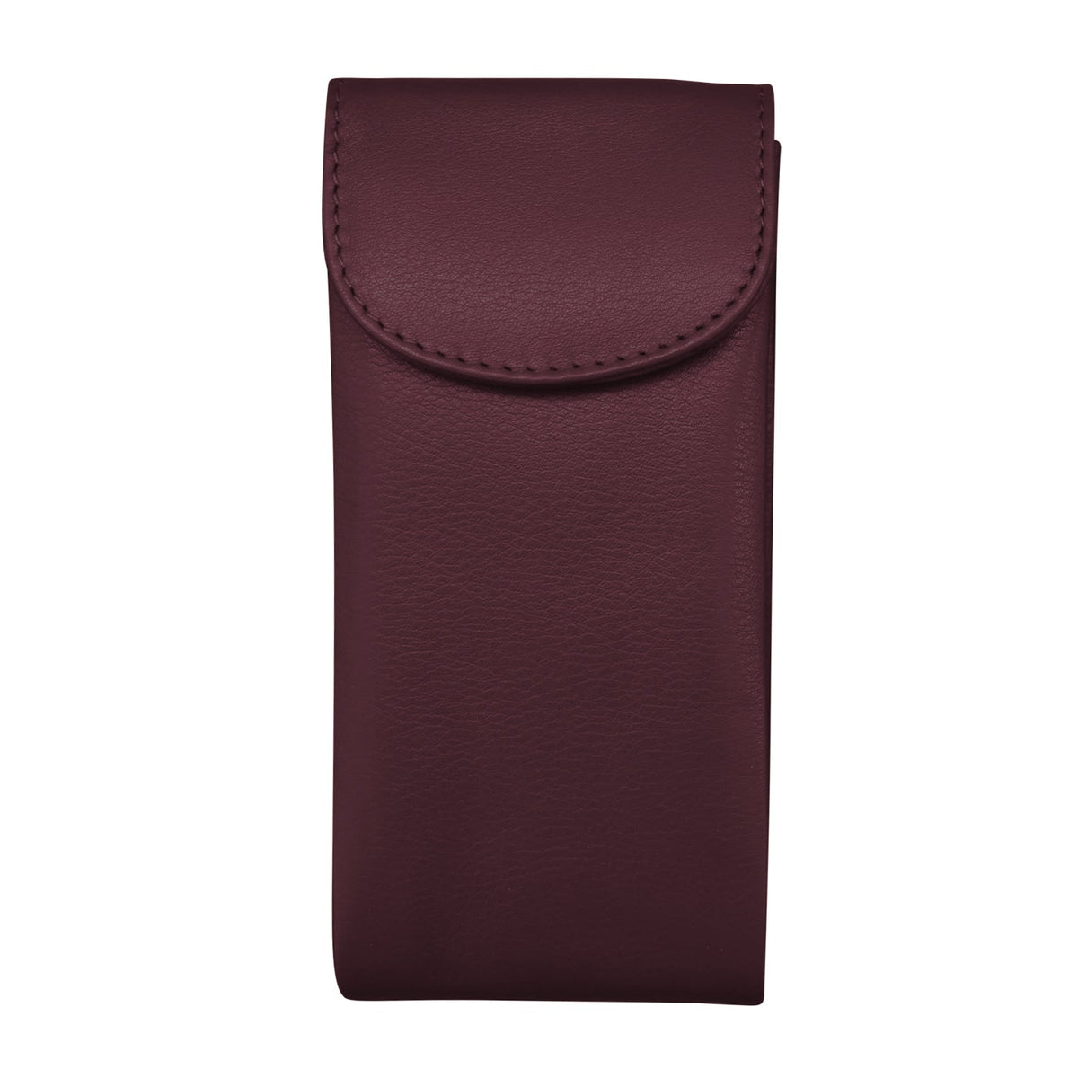 Maroon leather pouch on a white background