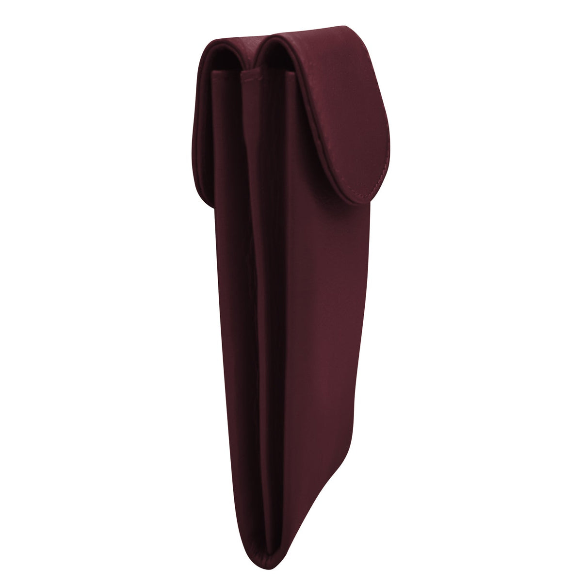 Maroon necktie folded neatly on a white background