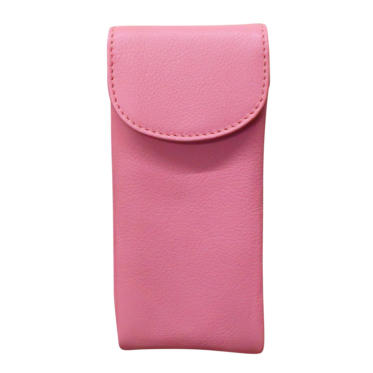 Pink leather pouch on a white background