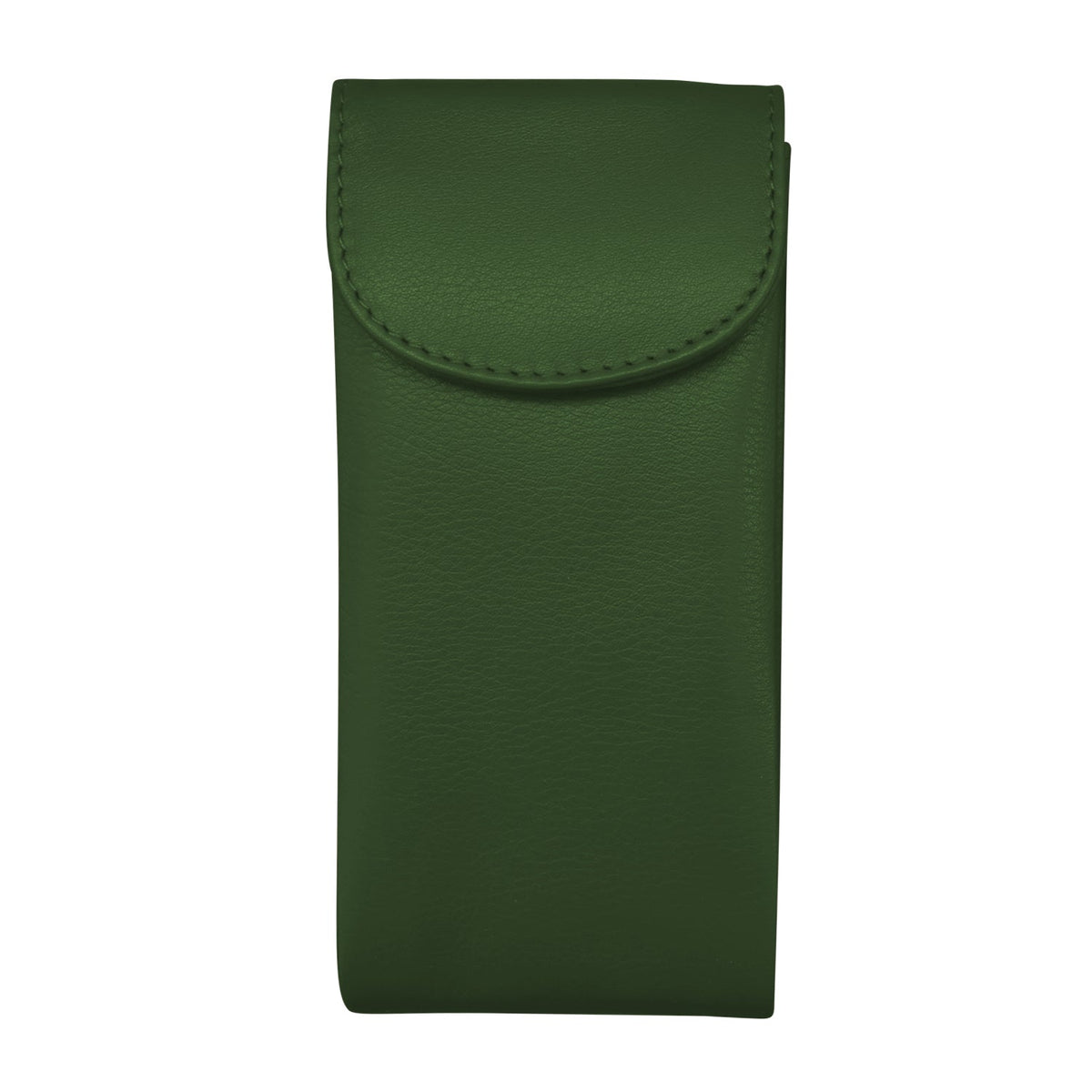 Green leather pouch on a white background
