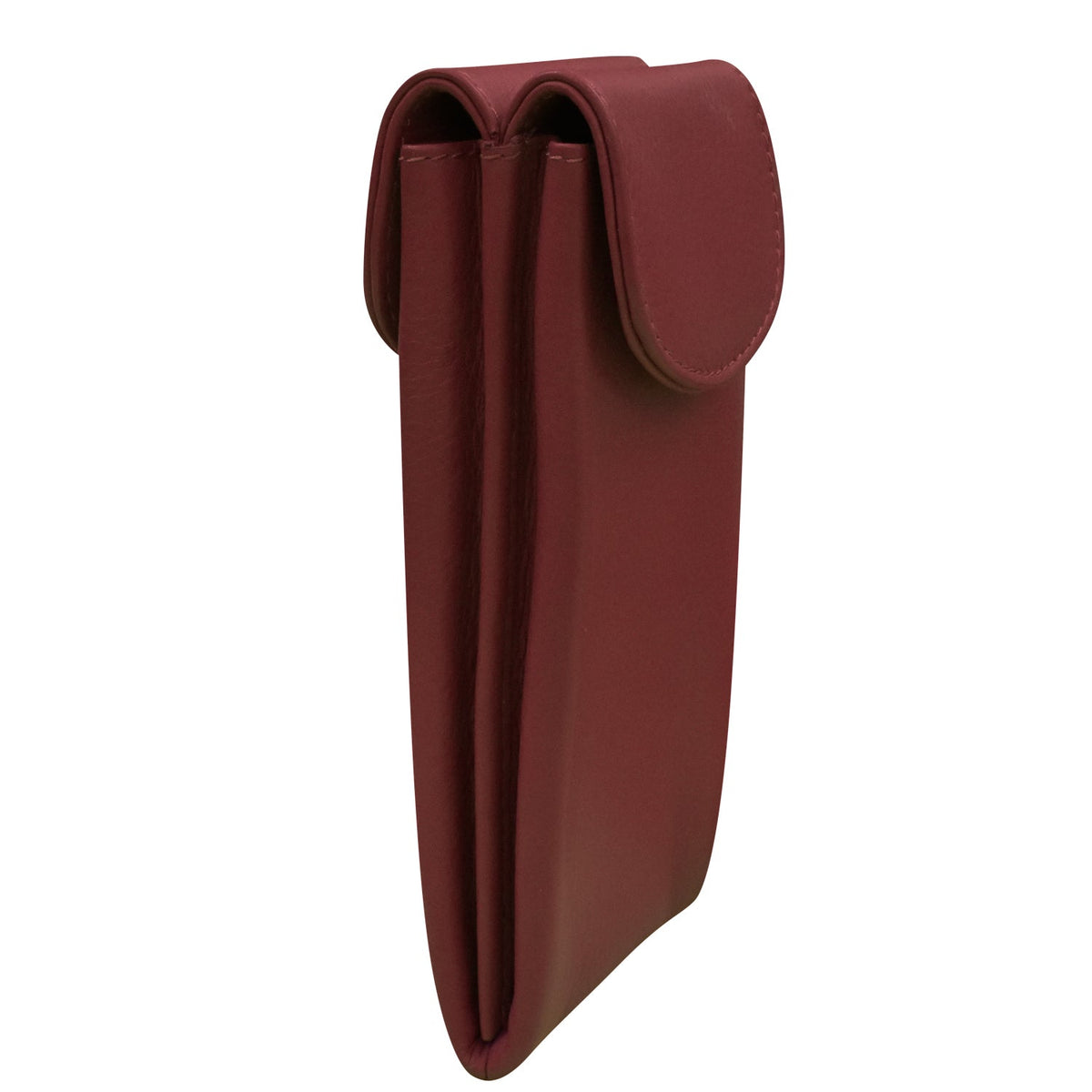 Red leather pouch on a white background