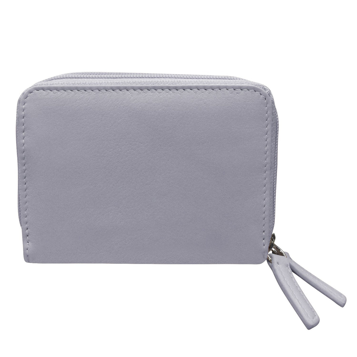 Gray wallet with a strap on a white background