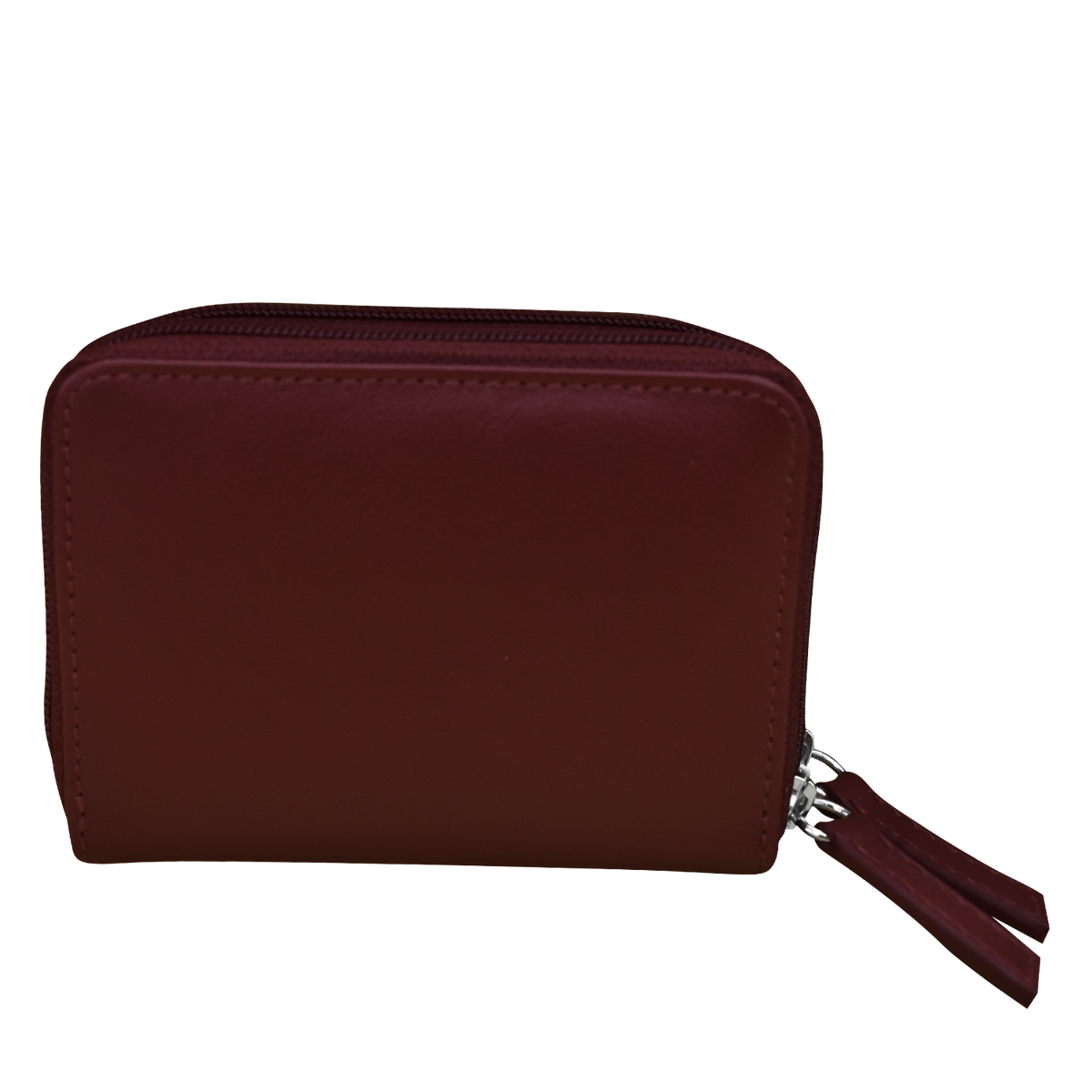 Brown wallet with a zipper on a white background