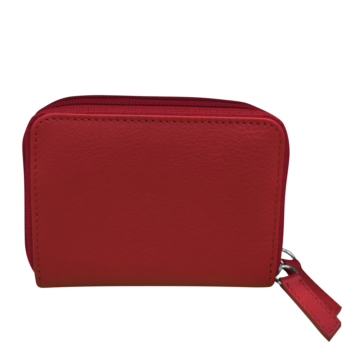 Red wallet with a zipper on a white background
