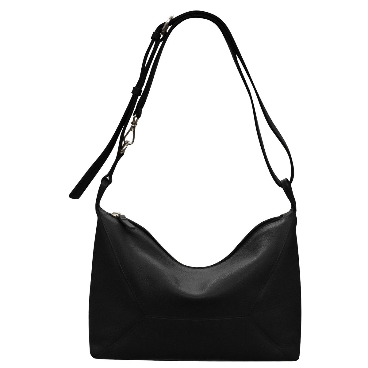 Black shoulder bag on a white background