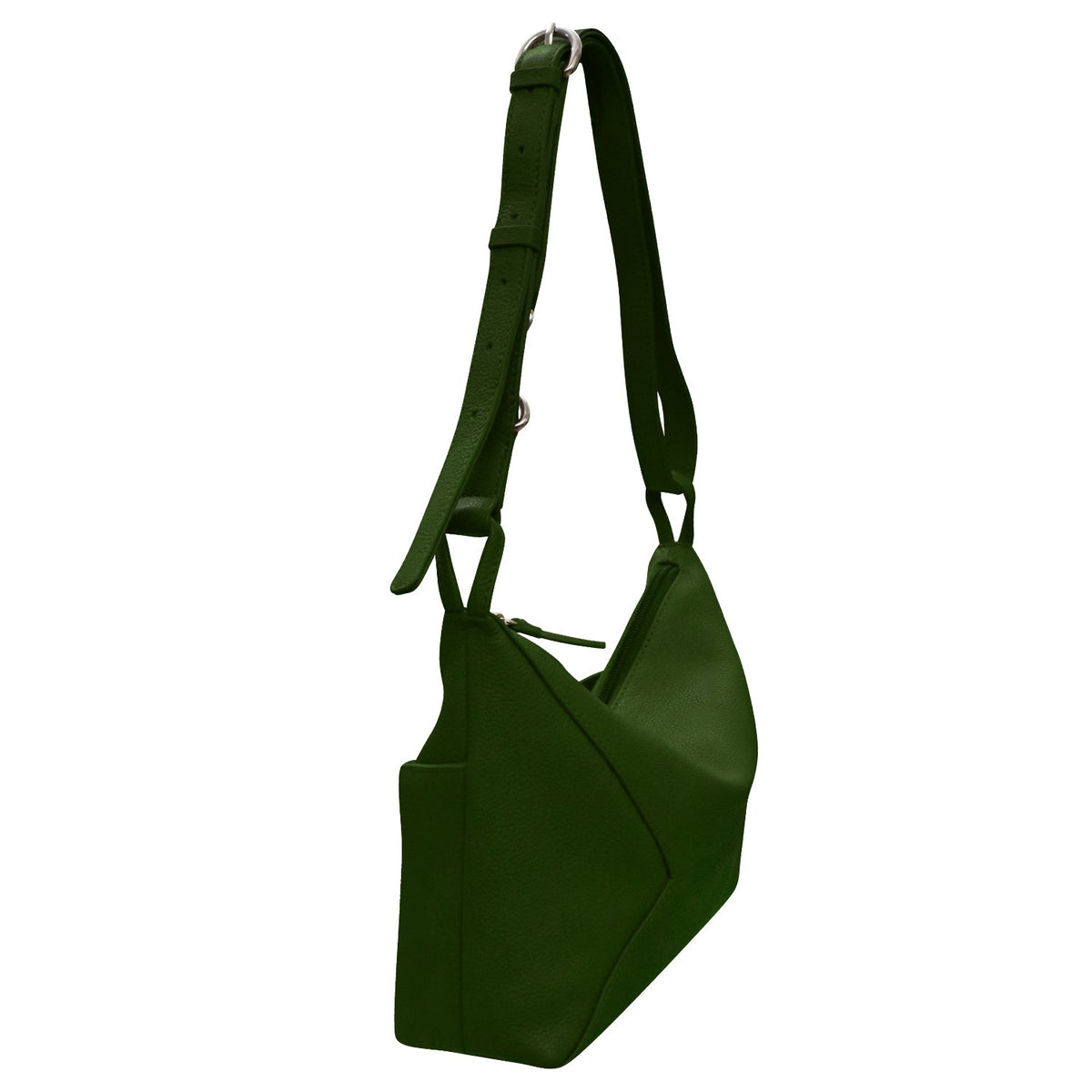 Green shoulder bag on a white background