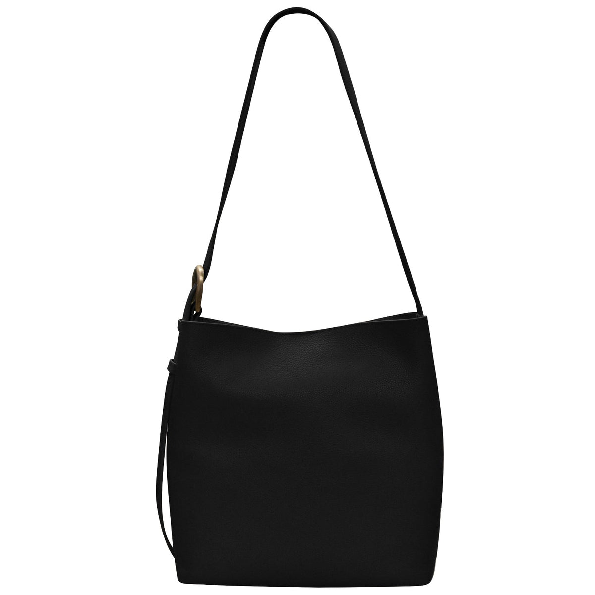 Black shoulder bag on a white background
