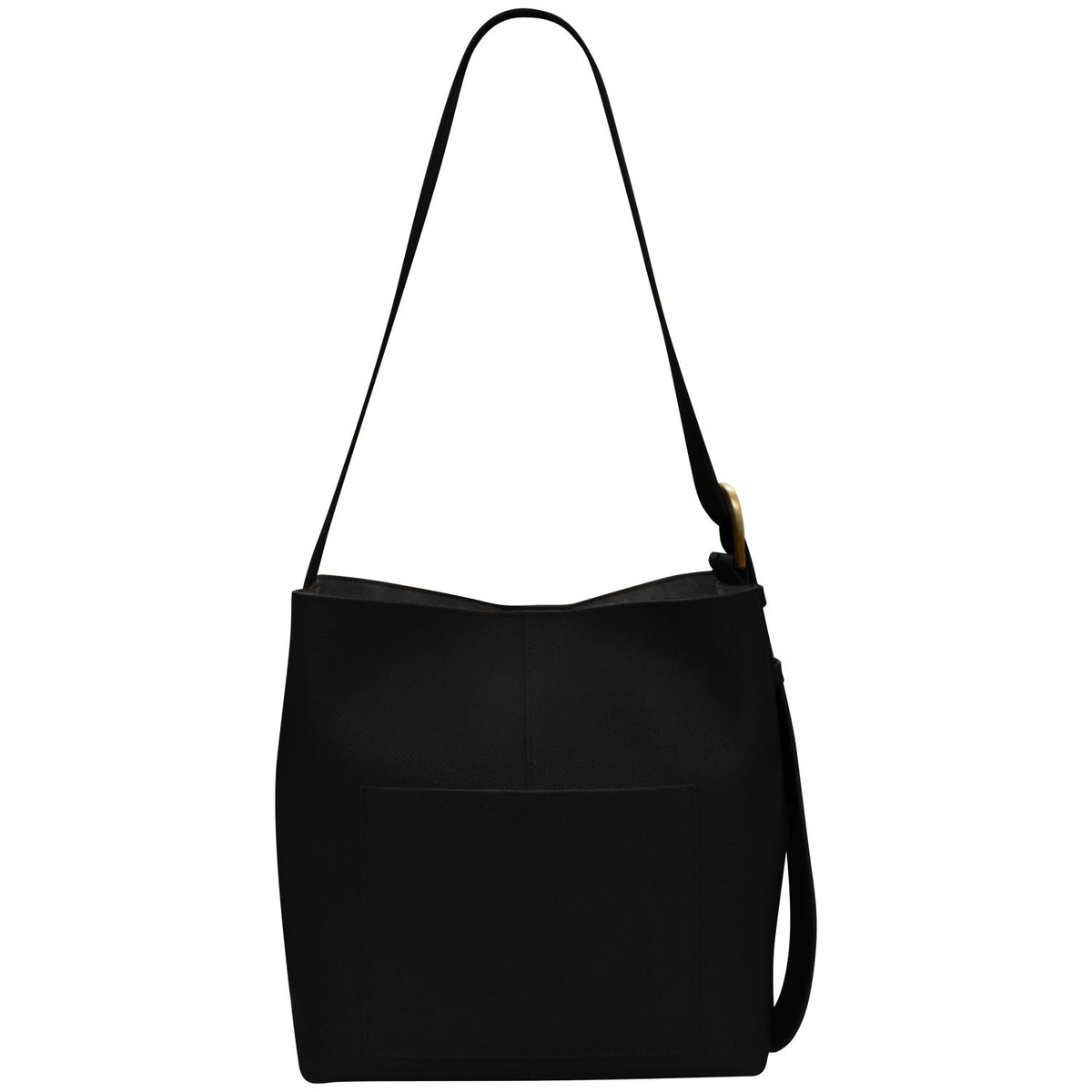 Black shoulder bag on a white background