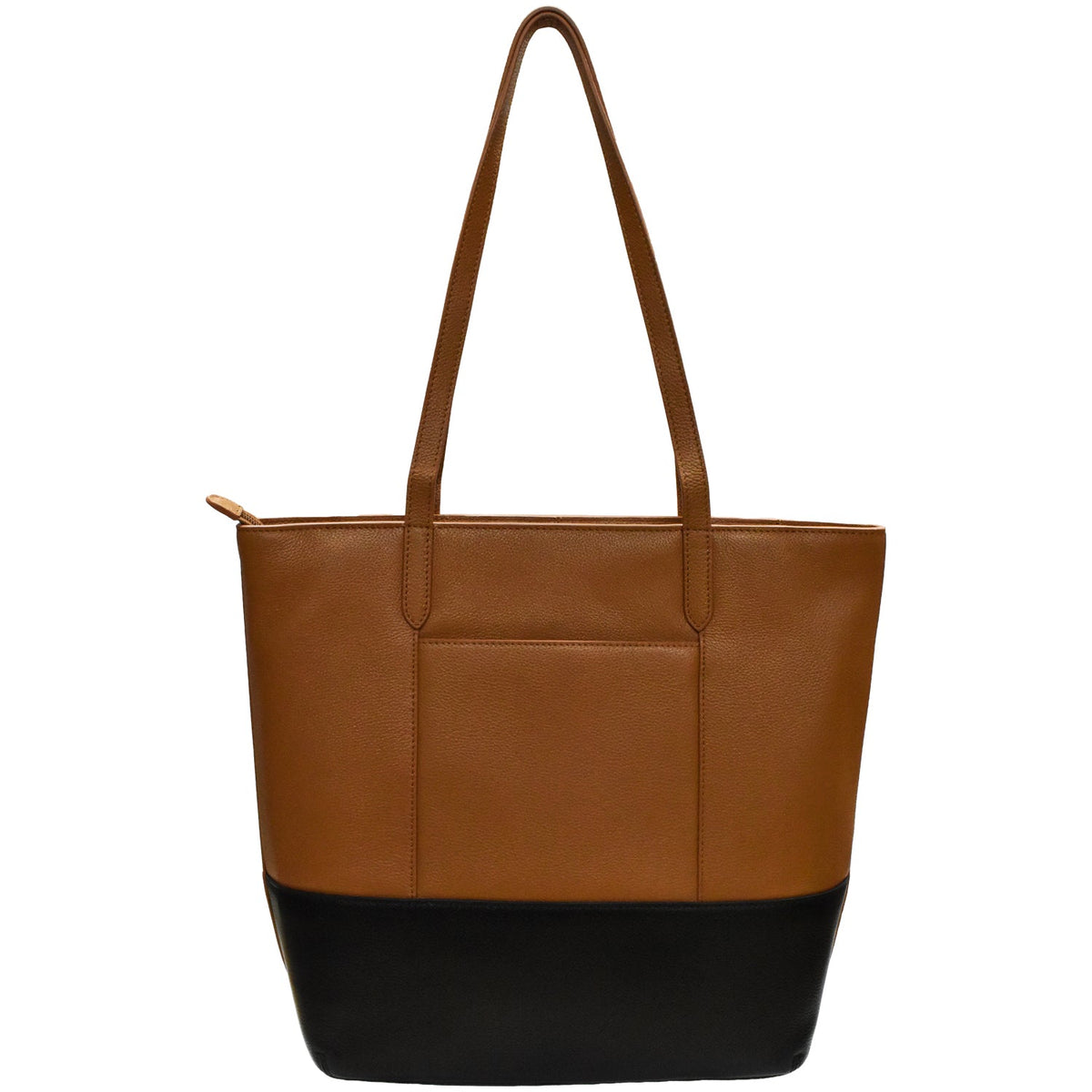 Brown and black tote bag on a white background