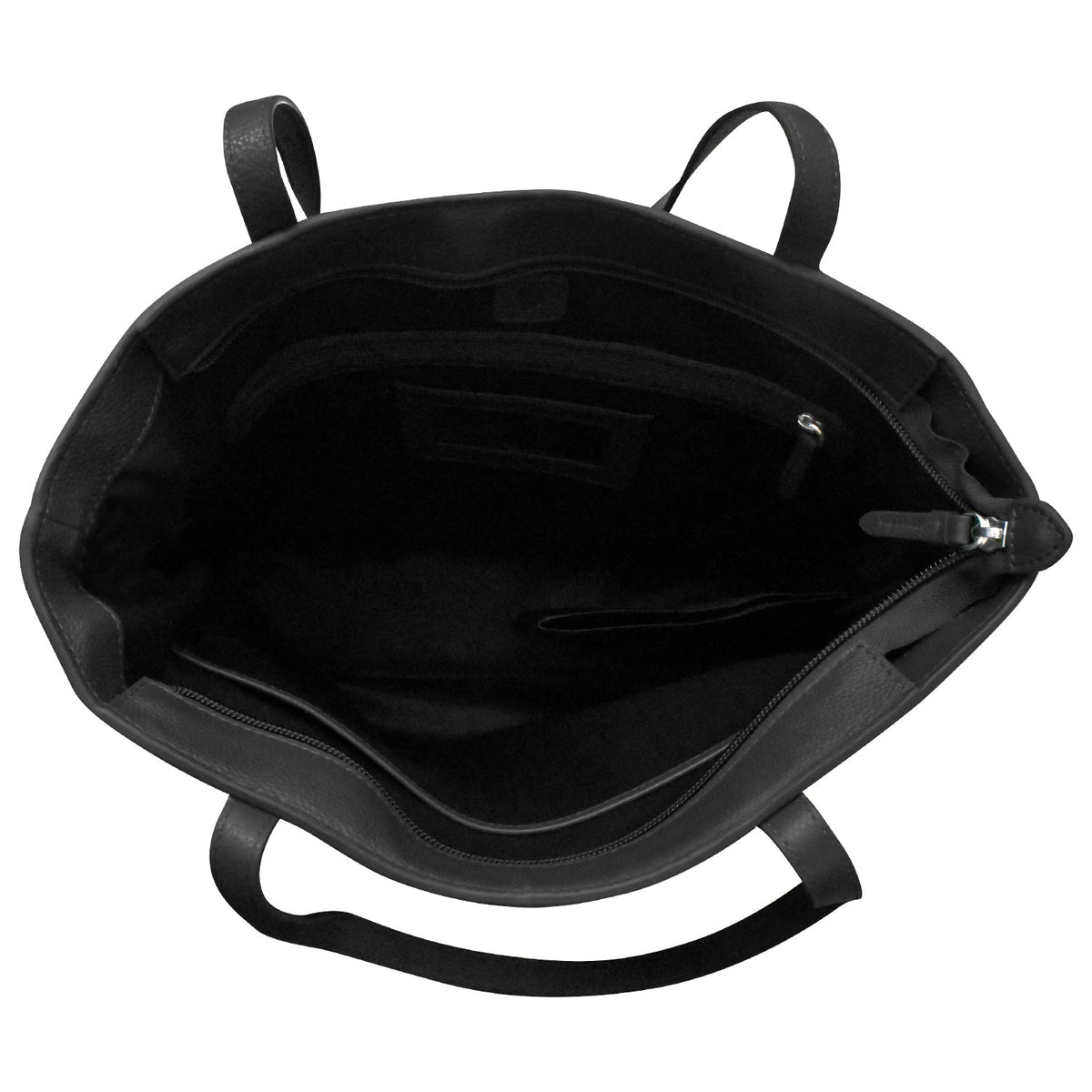 Black backpack with straps on a white background