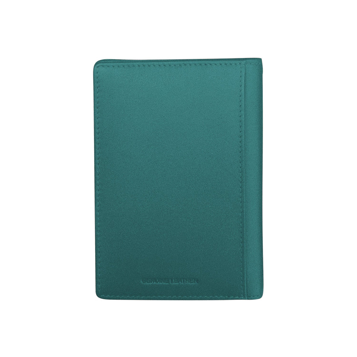 Green leather wallet on a white background