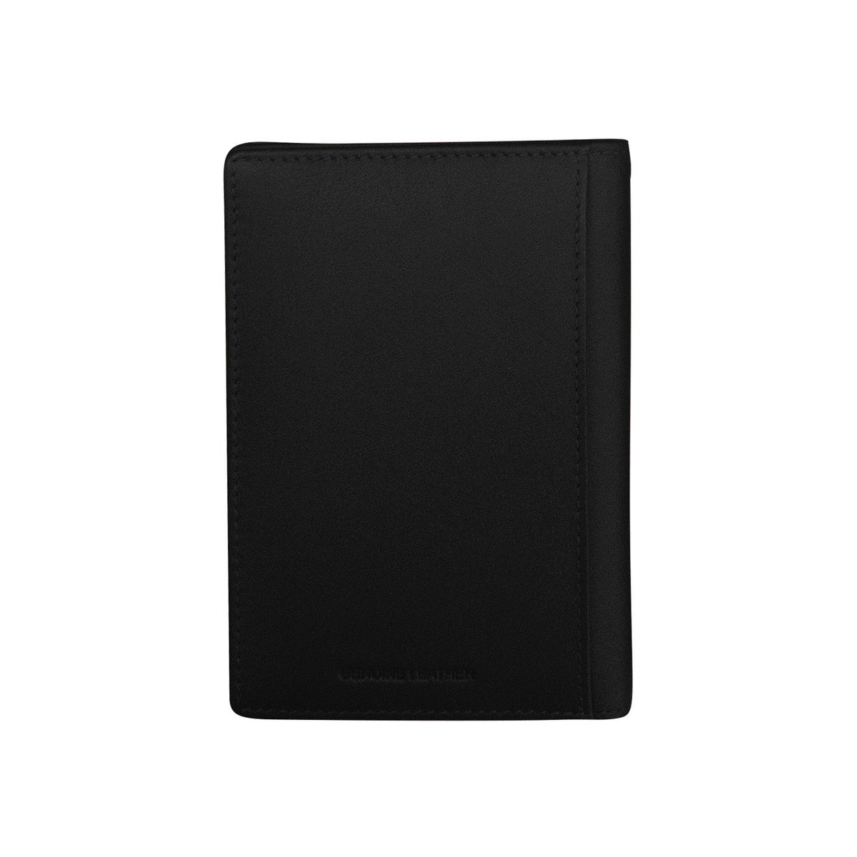 Black leather wallet on a white background