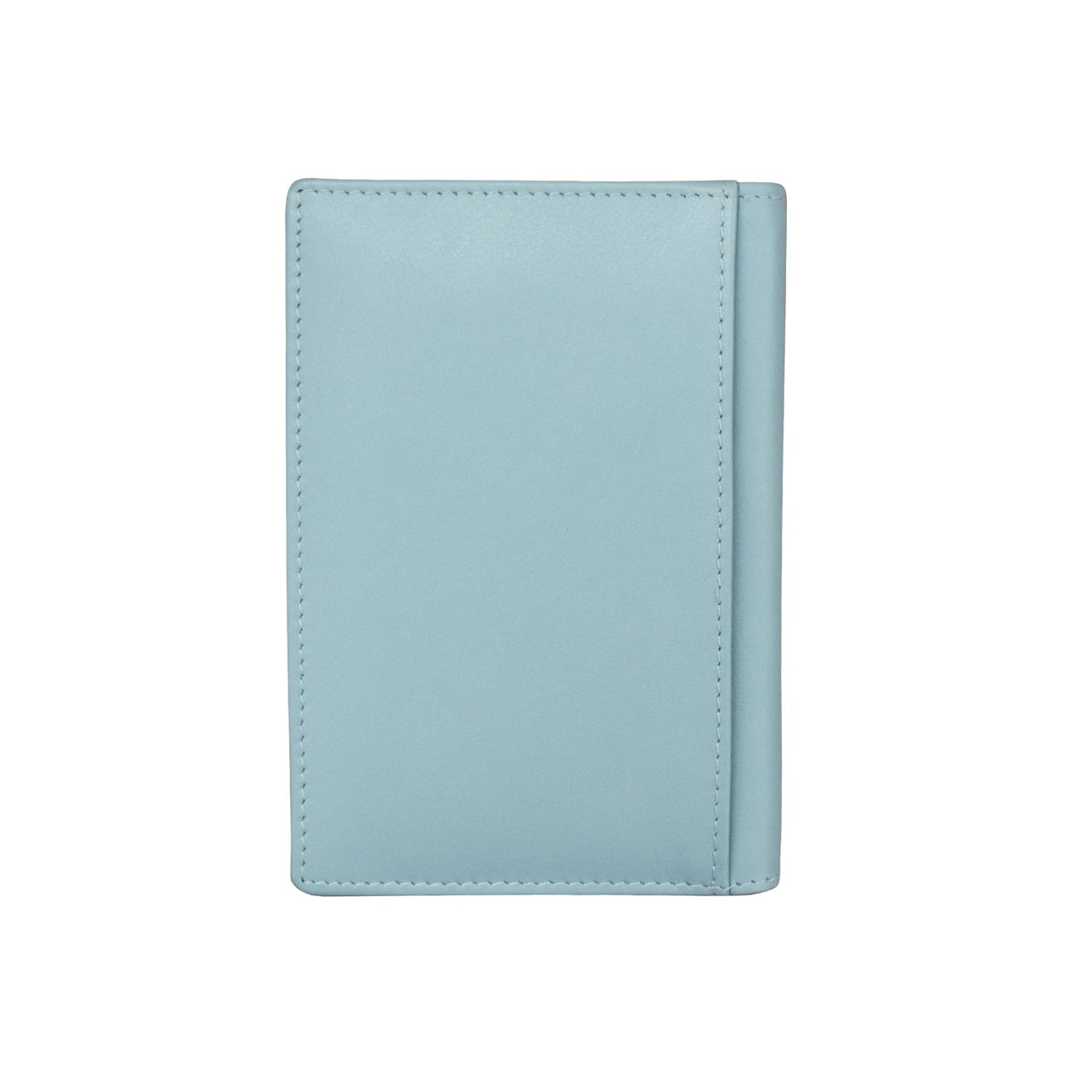 Light blue leather wallet on a white background