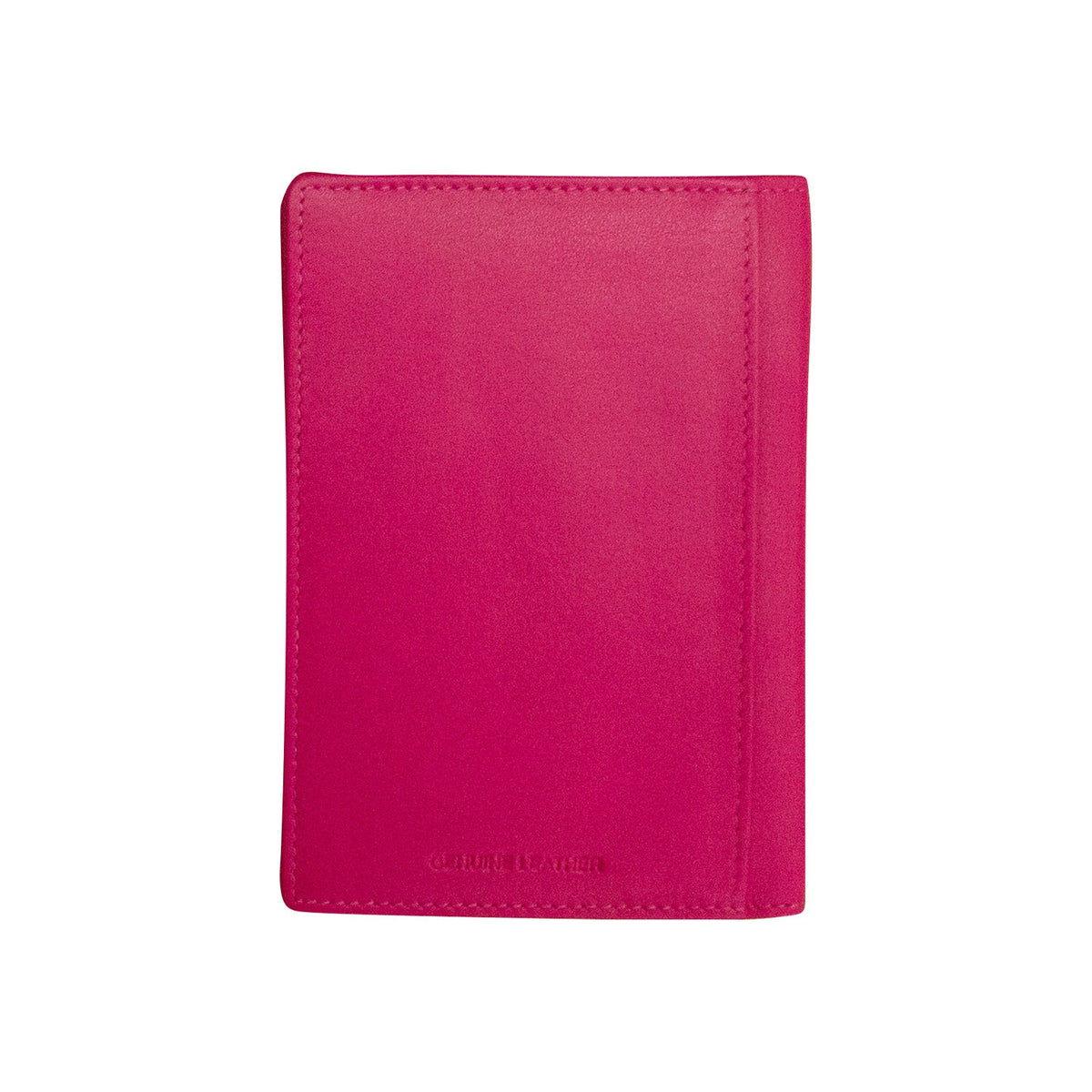 Pink leather wallet on a white background
