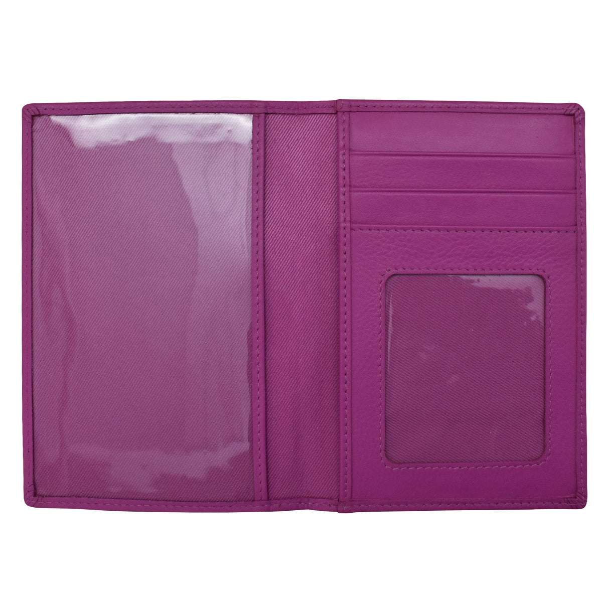 Purple wallet with card slots on a white background