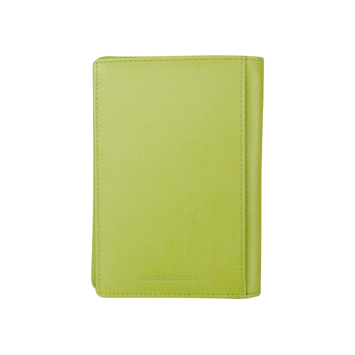 Green leather wallet on a white background