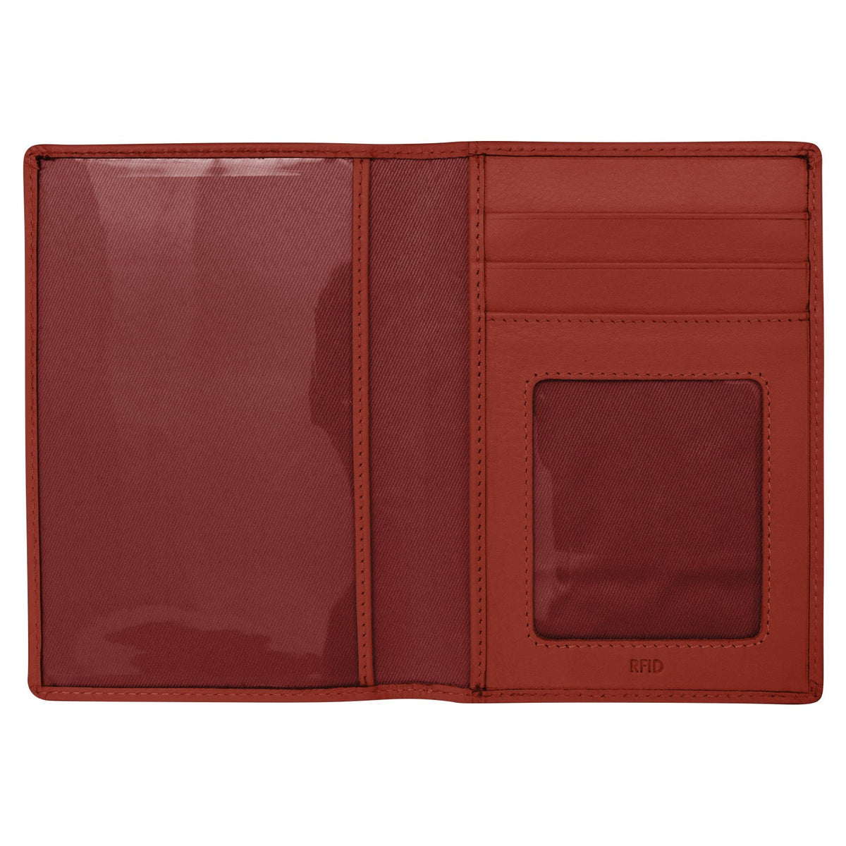 Red leather wallet with card holder on a white background