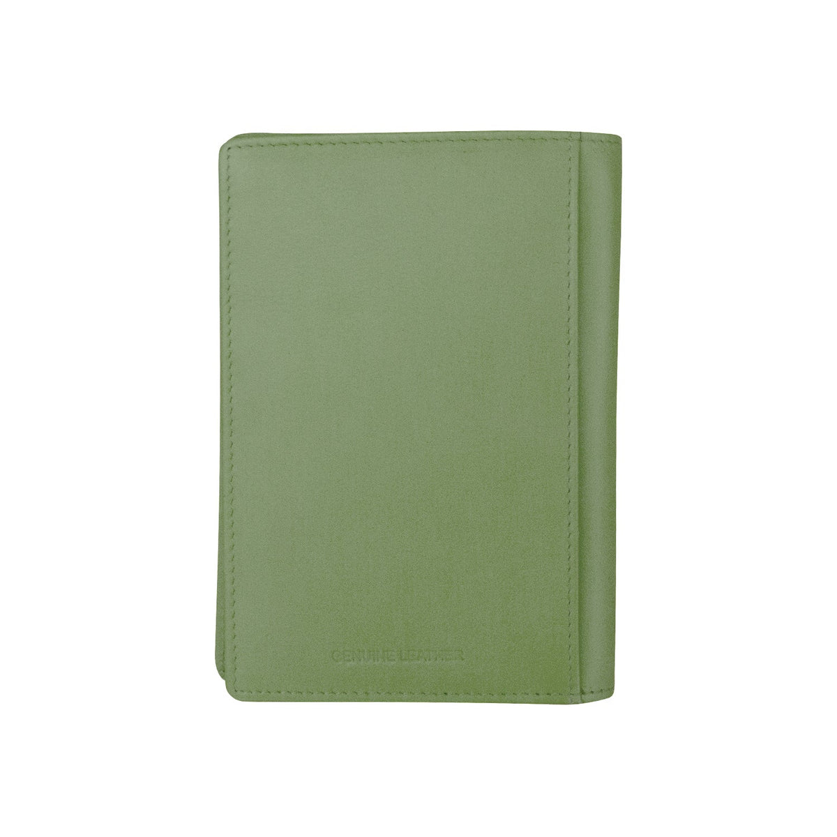 Green leather wallet on a white background