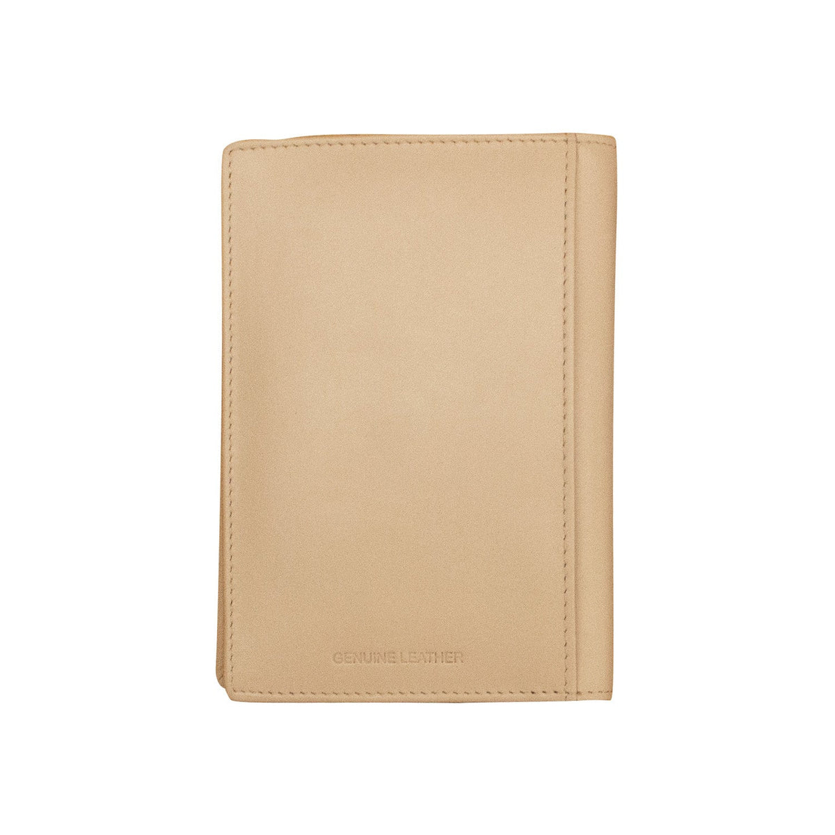 Beige leather wallet with 'Corneliani' branding on a white background